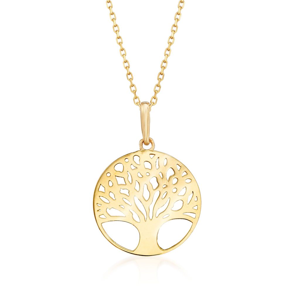 18K Gold Plating Tree of Life Circular Pendant Necklace