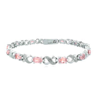 Vivid Swarovski Oval Cut Multi-Stoned Infinity Design Silver Plated Bracelet - Multiple Options