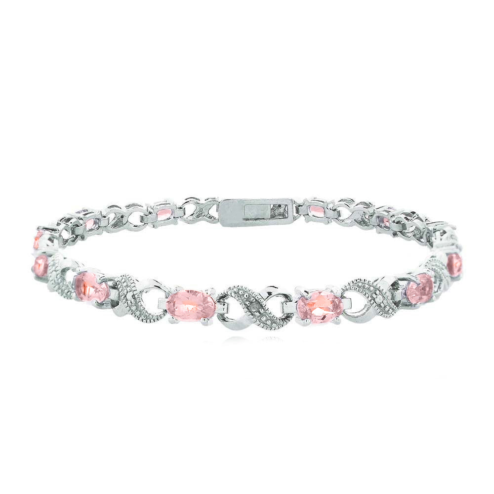 Vivid Swarovski Oval Cut Multi-Stoned Infinity Design Silver Plated Bracelet - Multiple Options