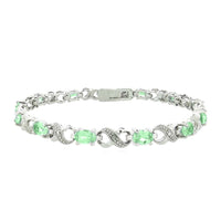 Vivid Swarovski Oval Cut Multi-Stoned Infinity Design Silver Plated Bracelet - Multiple Options