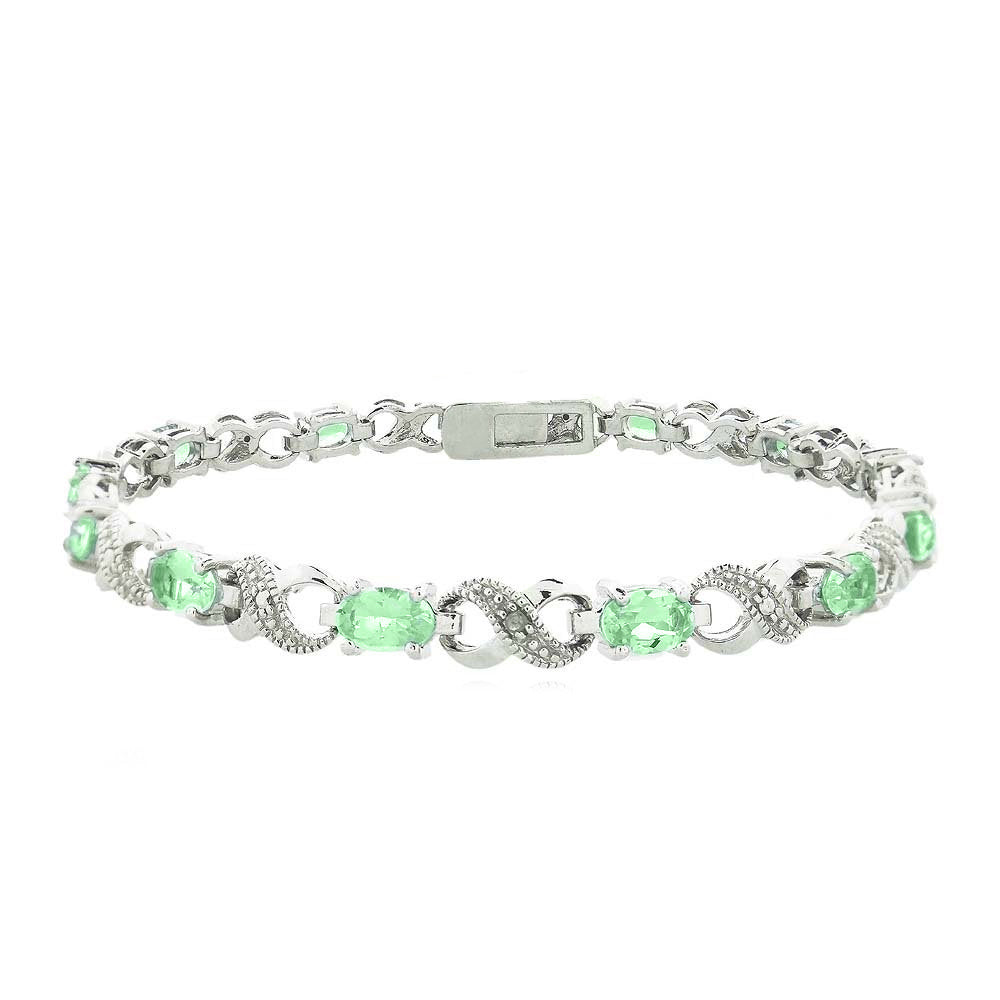 Vivid Swarovski Oval Cut Multi-Stoned Infinity Design Silver Plated Bracelet - Multiple Options