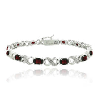 Vivid Swarovski Oval Cut Multi-Stoned Infinity Design Silver Plated Bracelet - Multiple Options