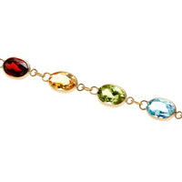 Multi Gemstone Rainbow Bracelet in 18K Gold