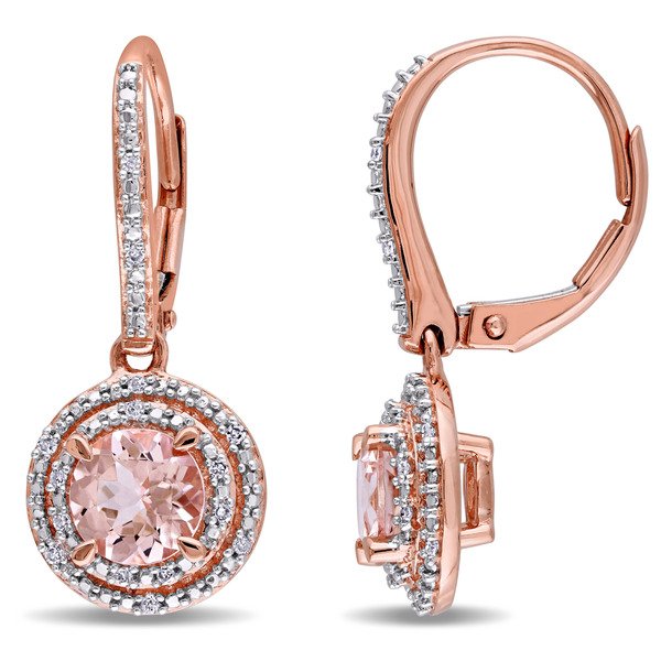 Morganite Sleek Leverback Earrings in 18K Rose Gold Plating