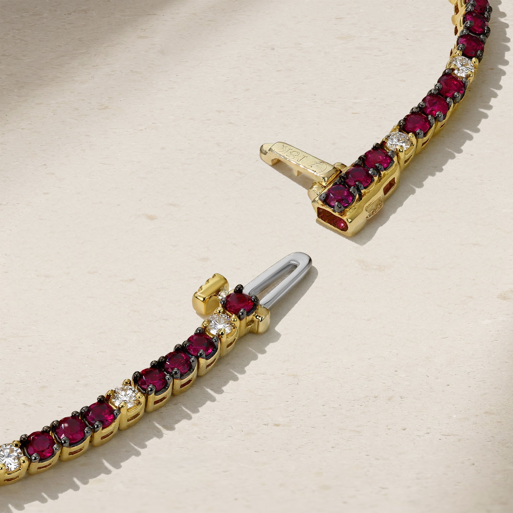 Classic Round Brilliant Ruby and Diamond Tennis Bracelet