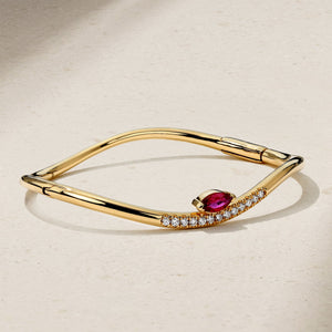 Wave Ruby and Diamond Bangle