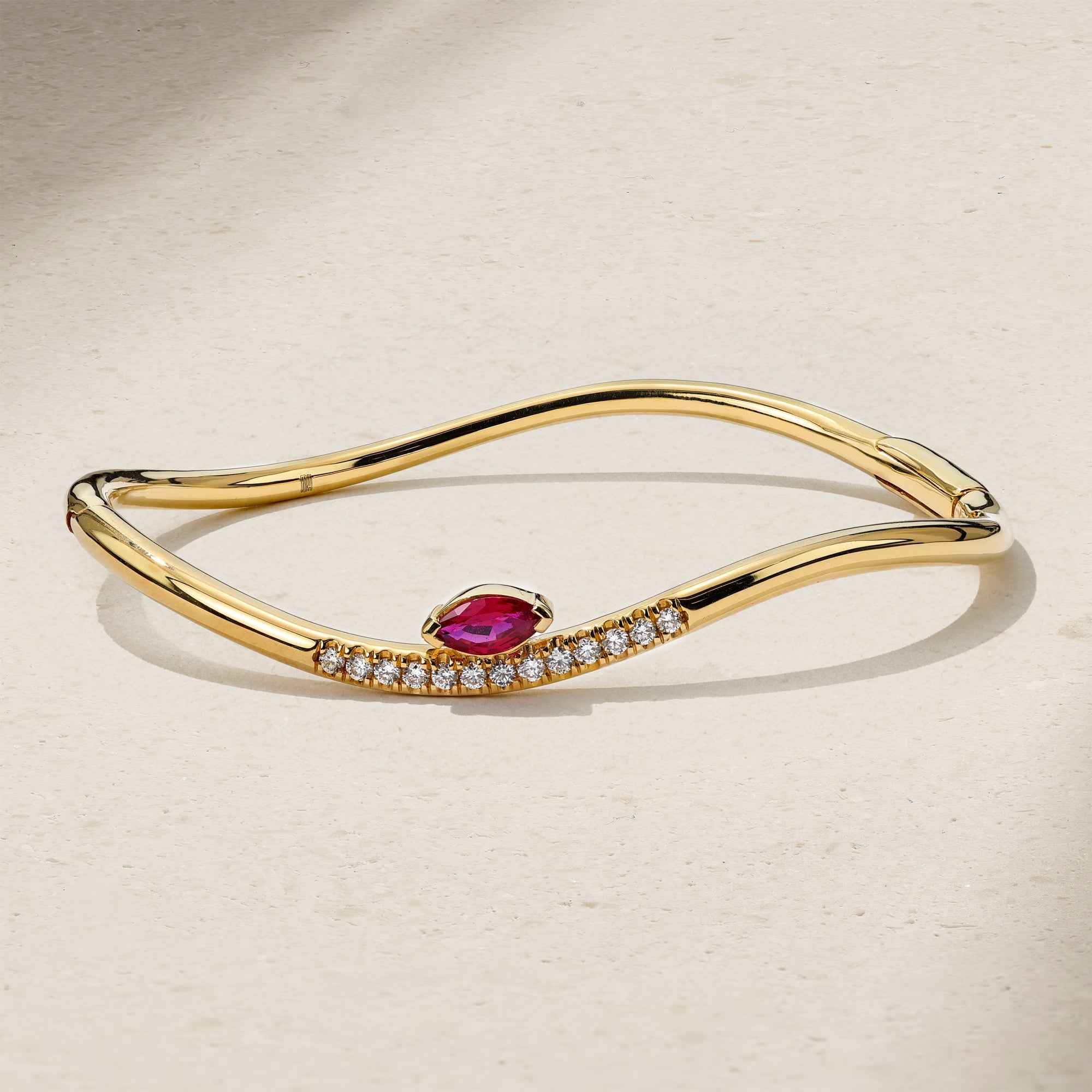 Wave Ruby and Diamond Bangle