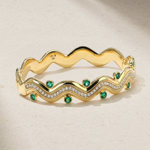 Riva Surge Emerald and Diamond Bangle