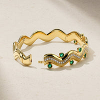 Riva Surge Emerald and Diamond Bangle
