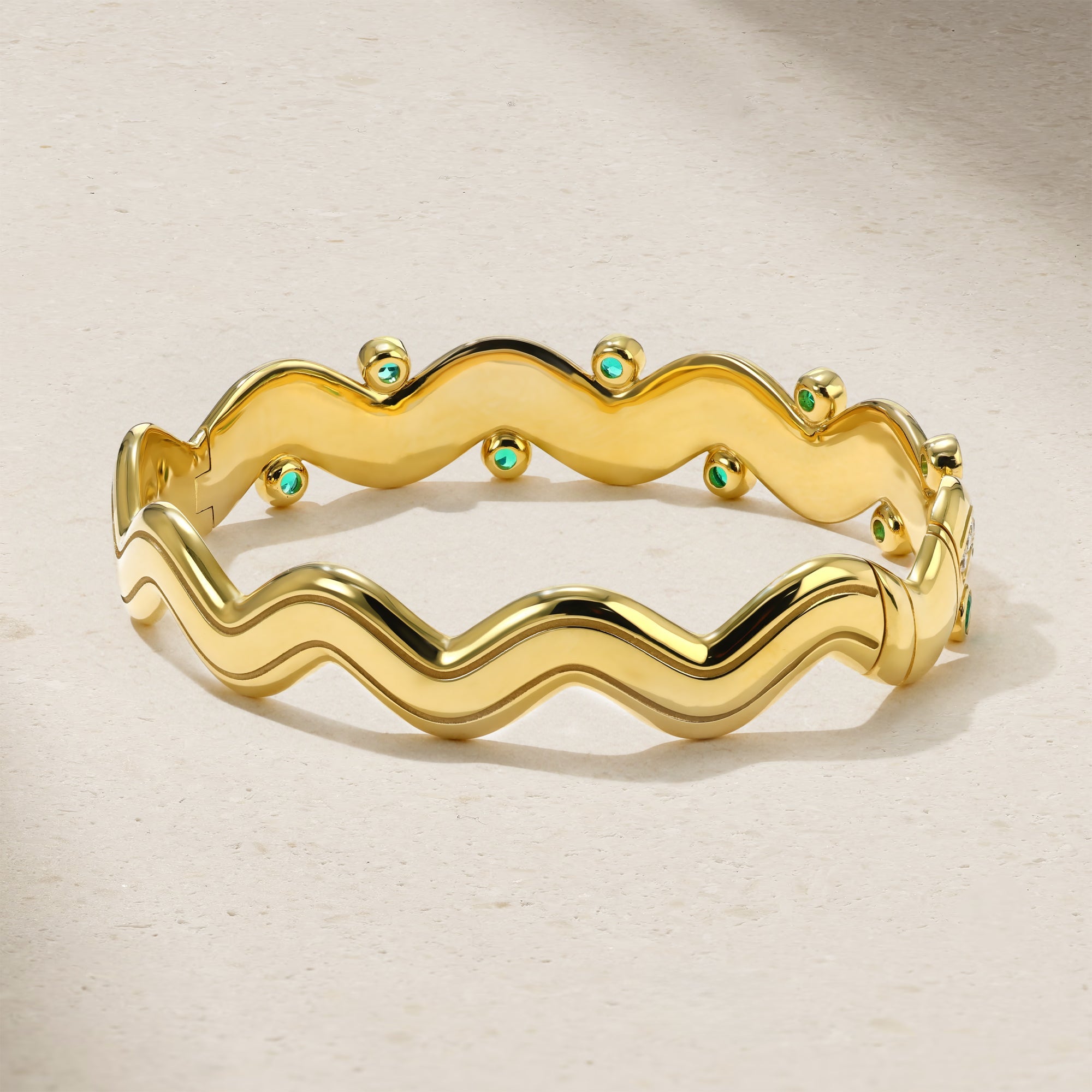 Riva Surge Emerald and Diamond Bangle