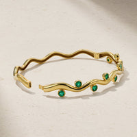 Riva Wavy Emerald Bangle