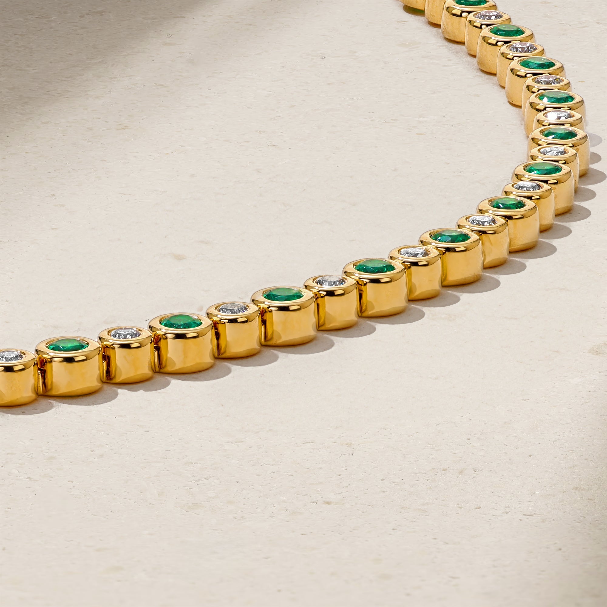 Bubbly Classic Emerald and Diamond Tennis Bracelet