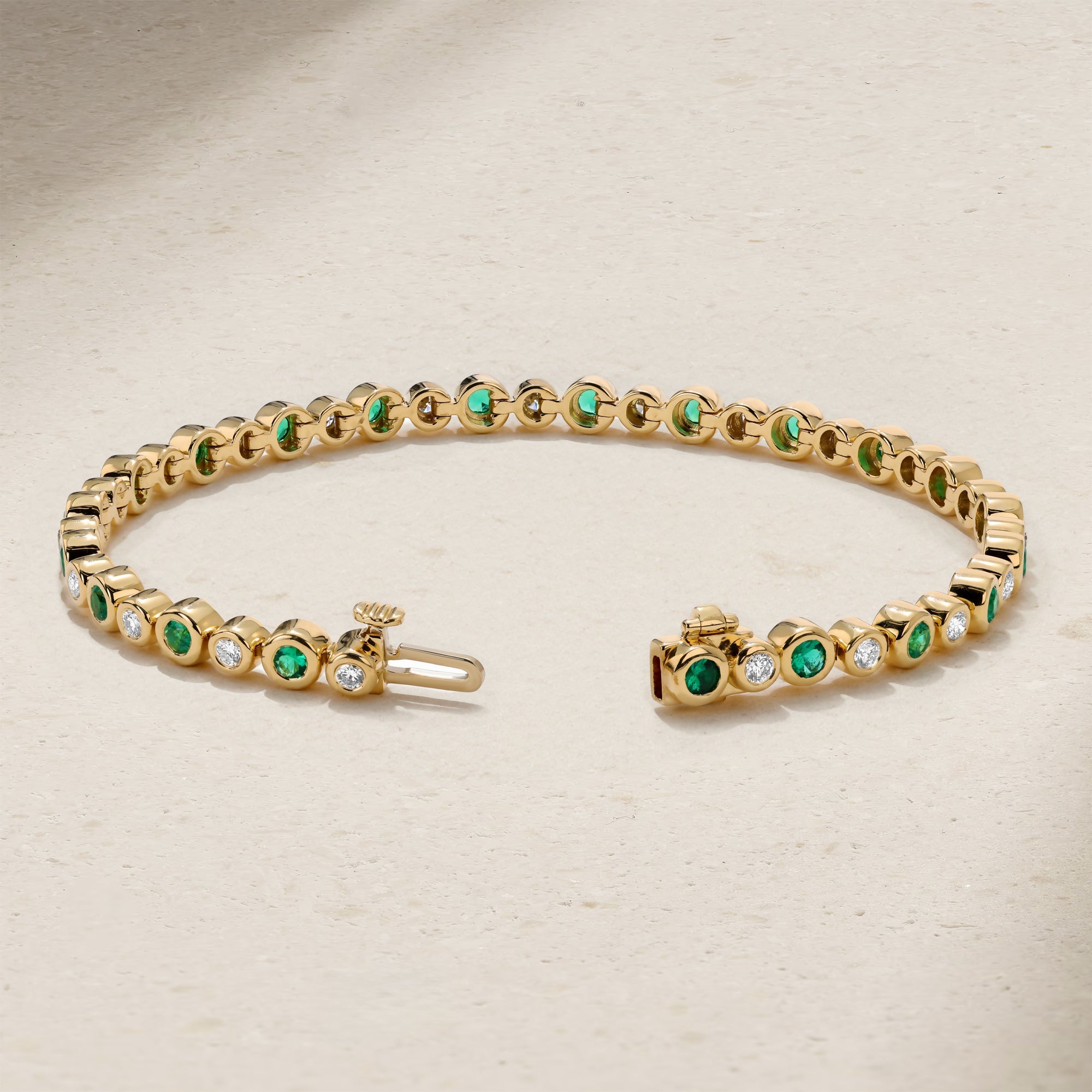Bubbly Classic Emerald and Diamond Tennis Bracelet
