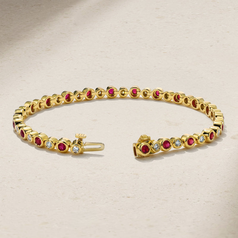 Bubbly Classic Ruby and Diamond Tennis Bracelet