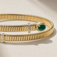 Tubogas Emerald and Diamond Bypass Bracelet
