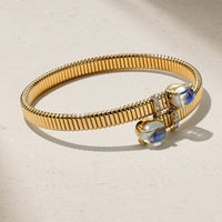 Tubogas Moonstone and Diamond Bypass Bracelet