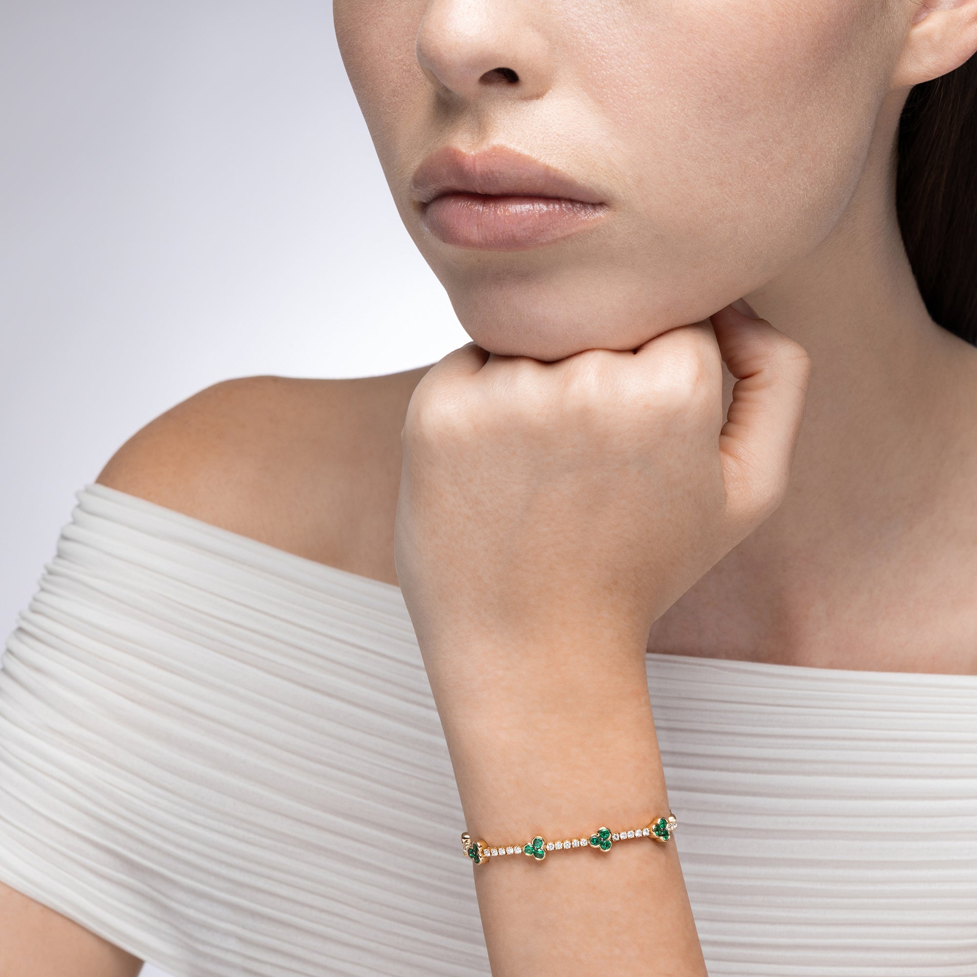 Trinity Emerald and Diamond Tennis Bracelet