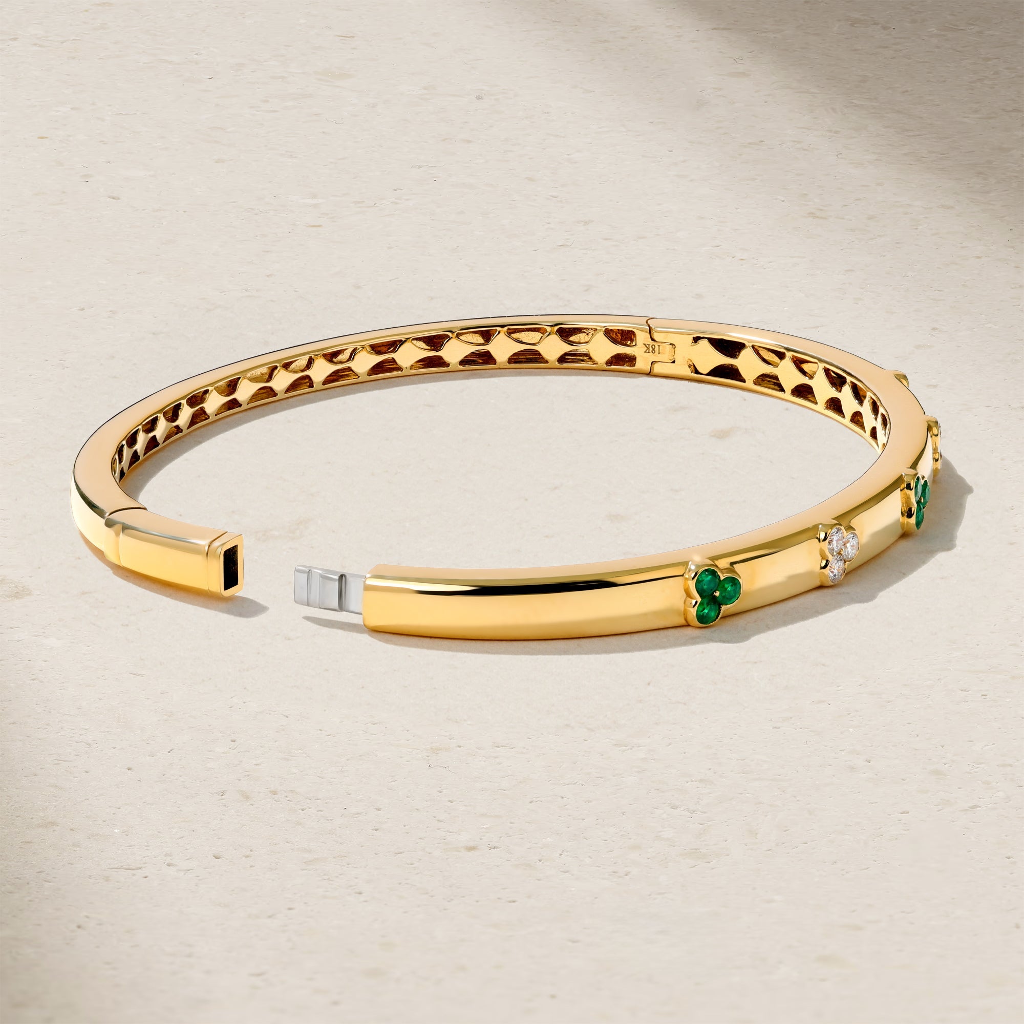 Trinity Emerald and Diamond Bangle