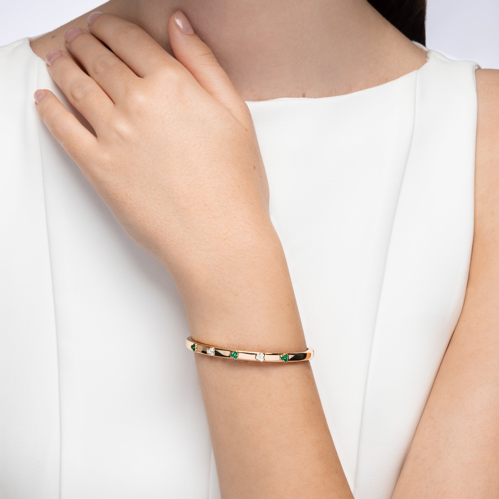 Trinity Emerald and Diamond Bangle