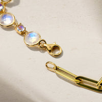 Half and Half Moonstone and Chunky Paperclip Link Bracelet