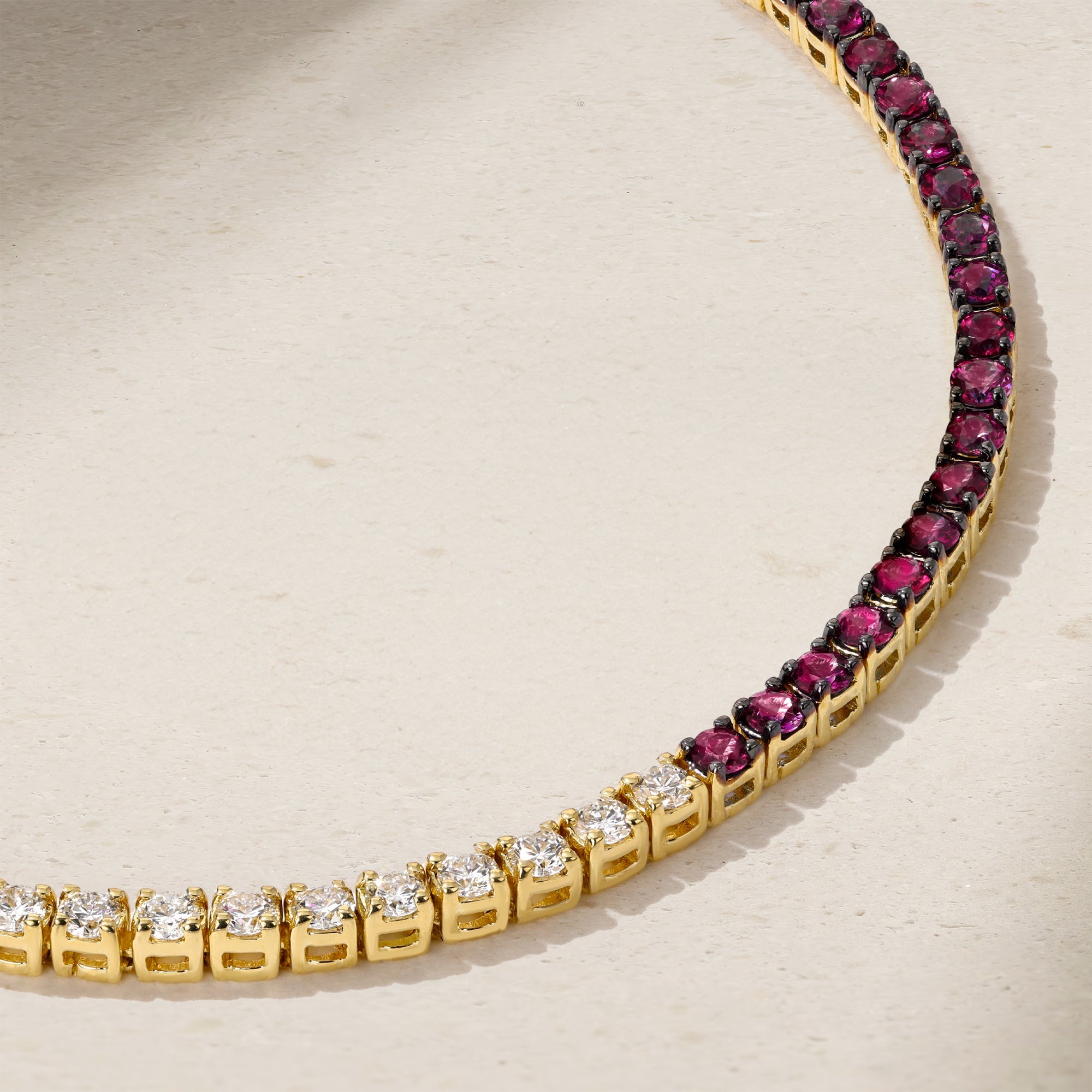 Half and Half Ruby and Diamond Thread Bracelet