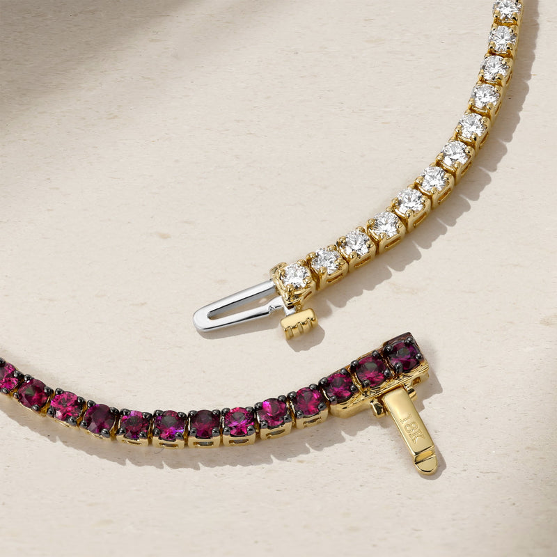 Half and Half Ruby and Diamond Thread Bracelet