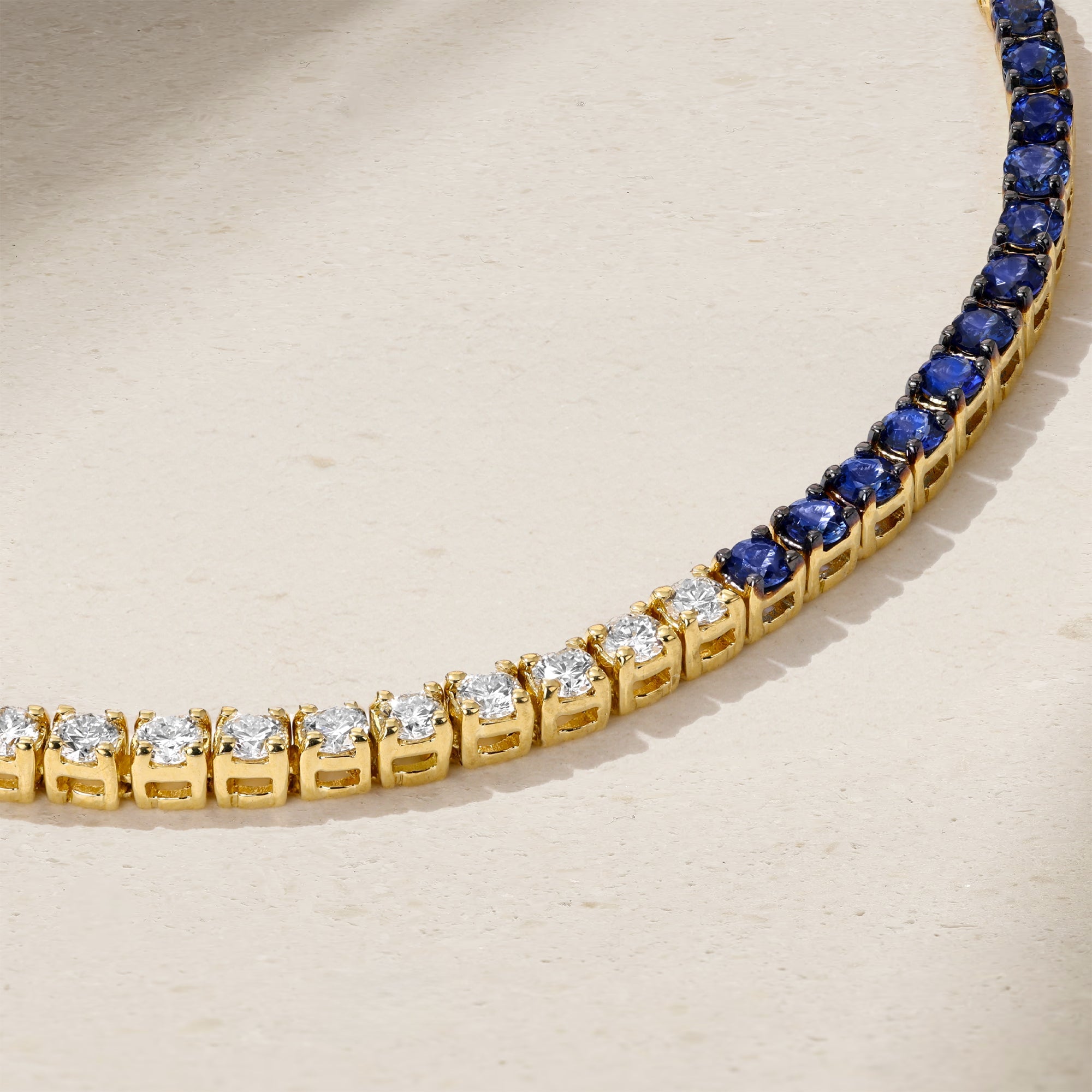 Half and Half Sapphire and Diamond Thread Bracelet