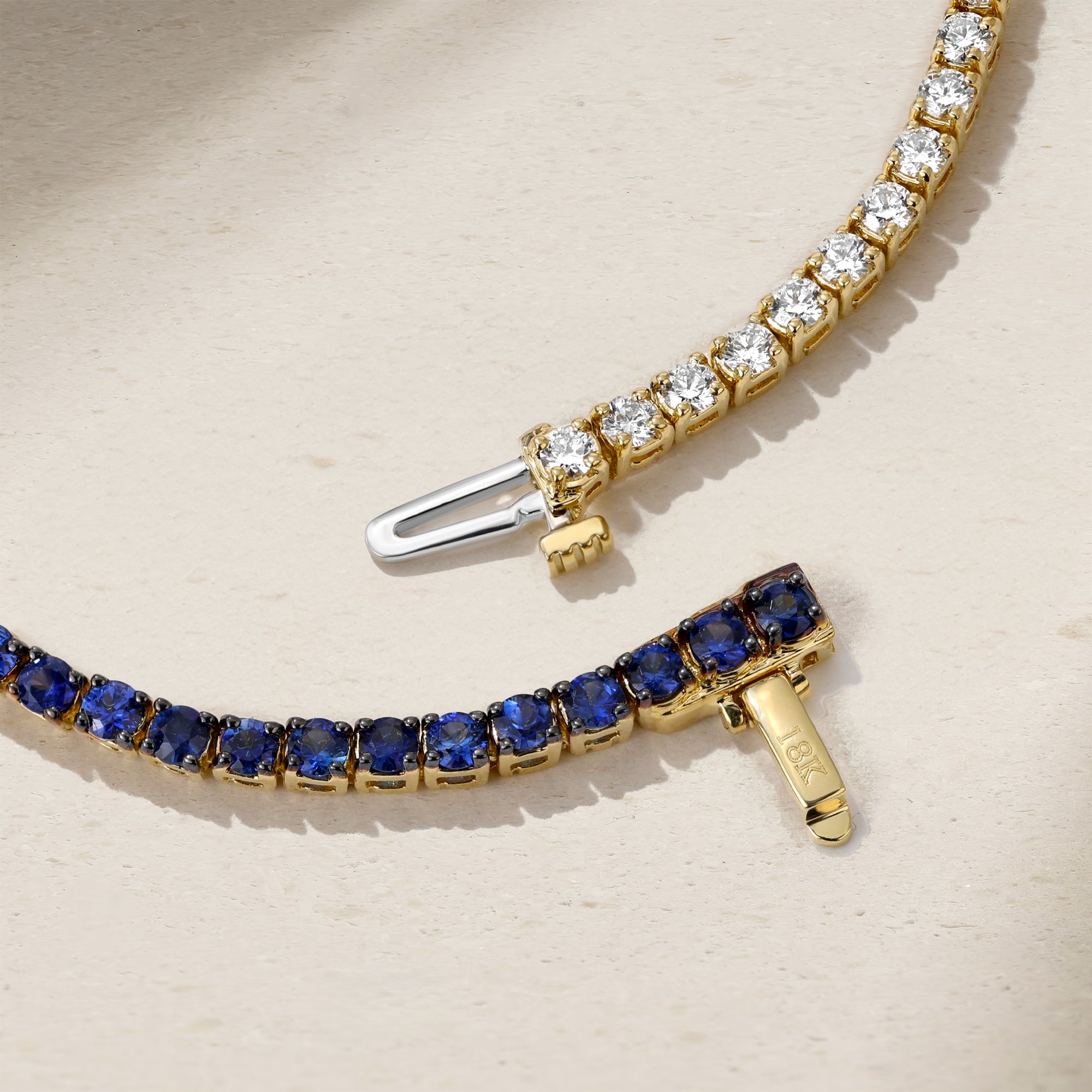 Half and Half Sapphire and Diamond Thread Bracelet