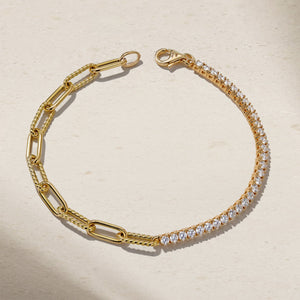 Half and Half Diamond and Chunky Link Bracelet