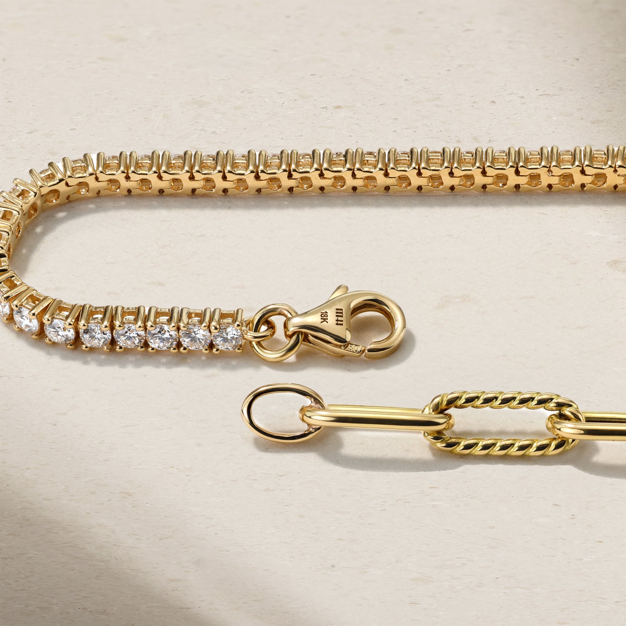 Half and Half Diamond and Chunky Link Bracelet