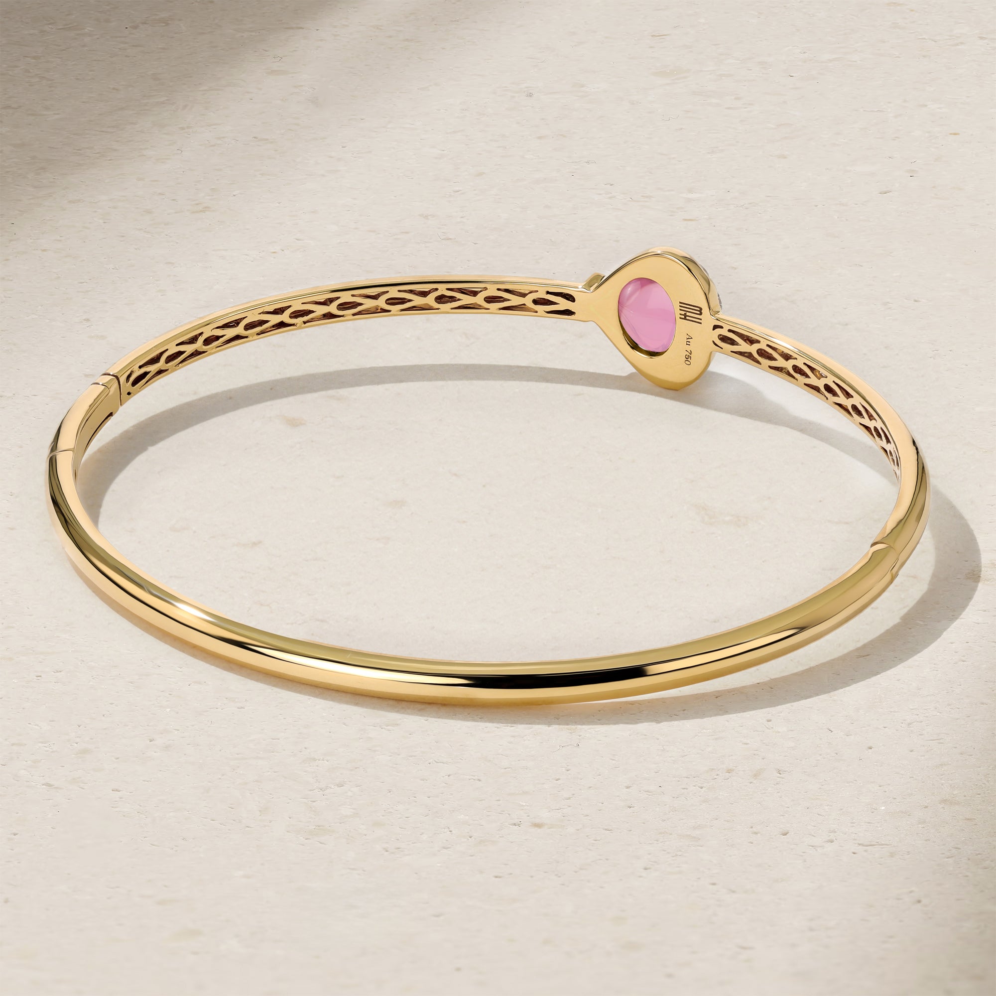 Single Gumdrop Pink Tourmaline Bangle