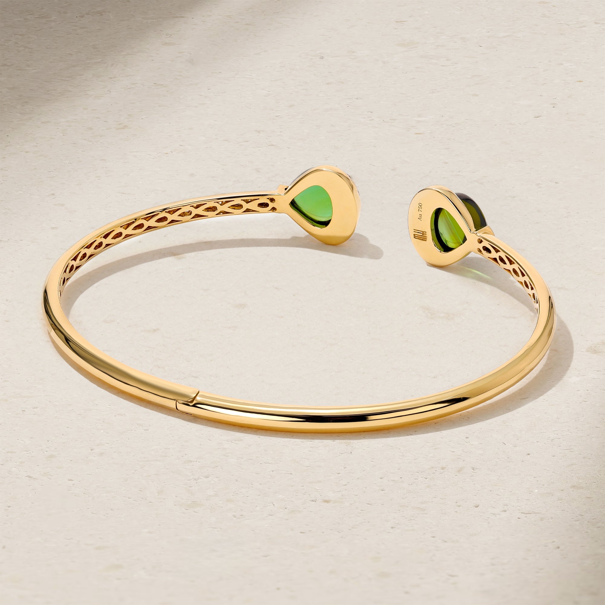 Double Gumdrop Green Tourmaline Bangle