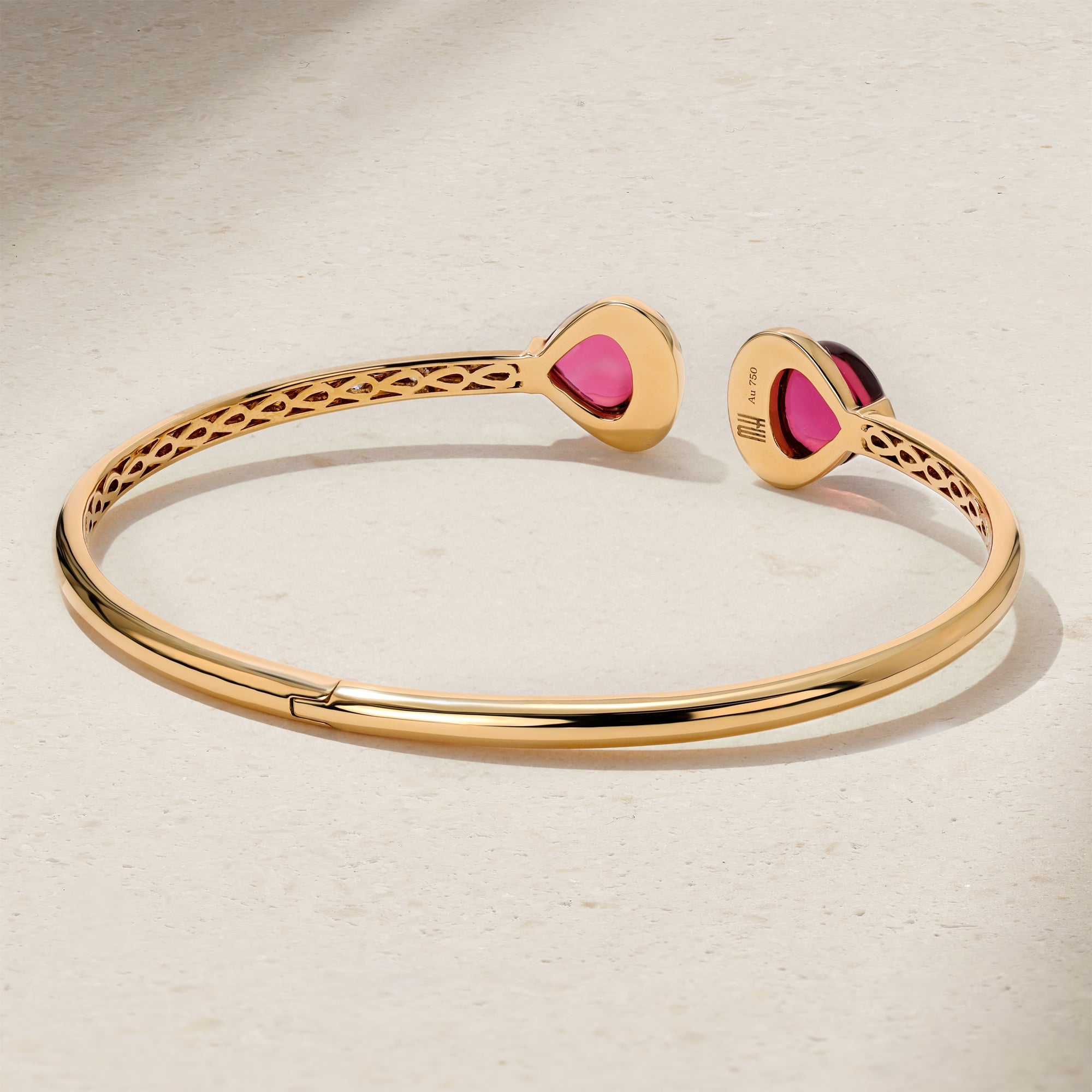 Double Gumdrop Pink Tourmaline Bangle