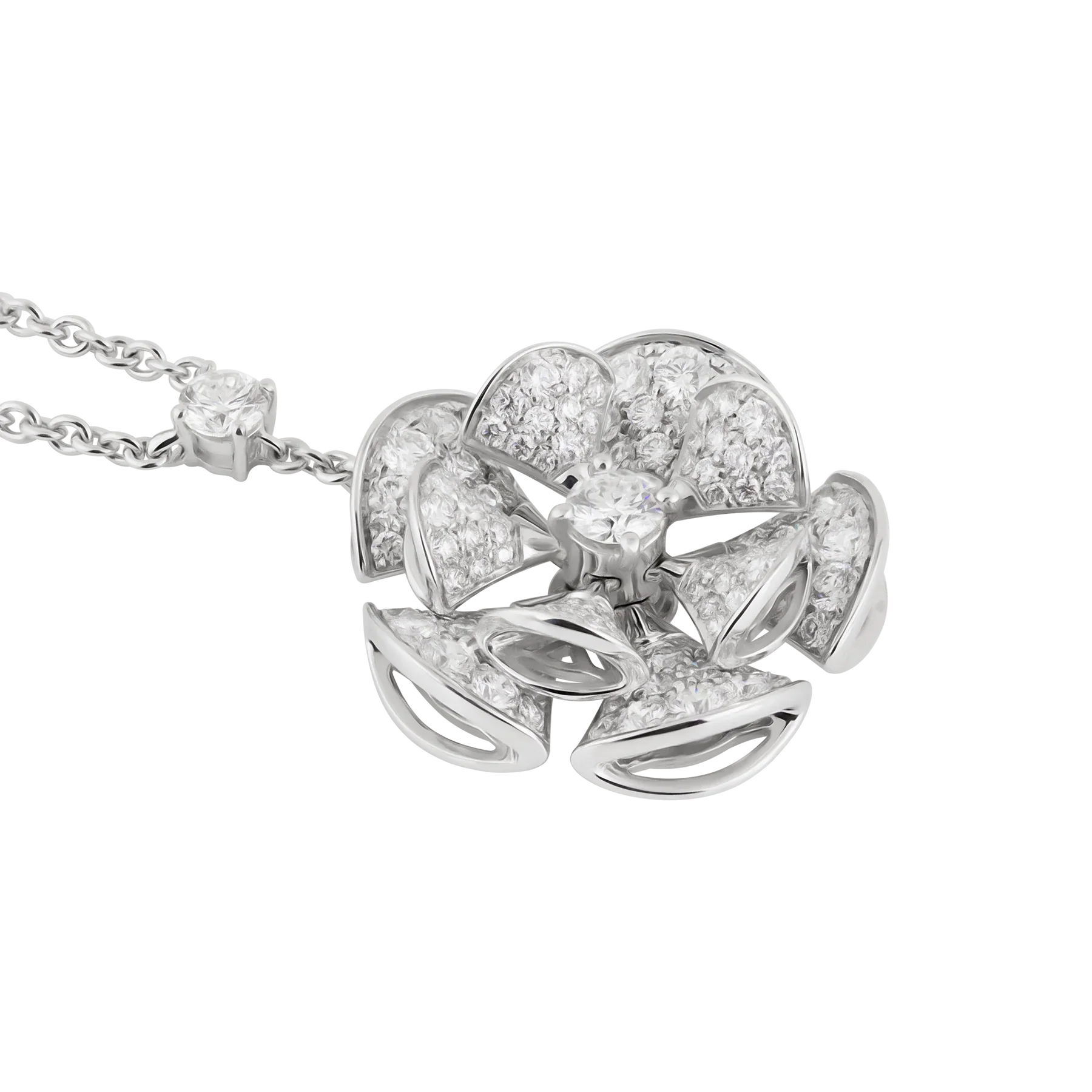 Bulgari 18K White Gold Diamond Diva's Dream Pendant Lady's Necklace