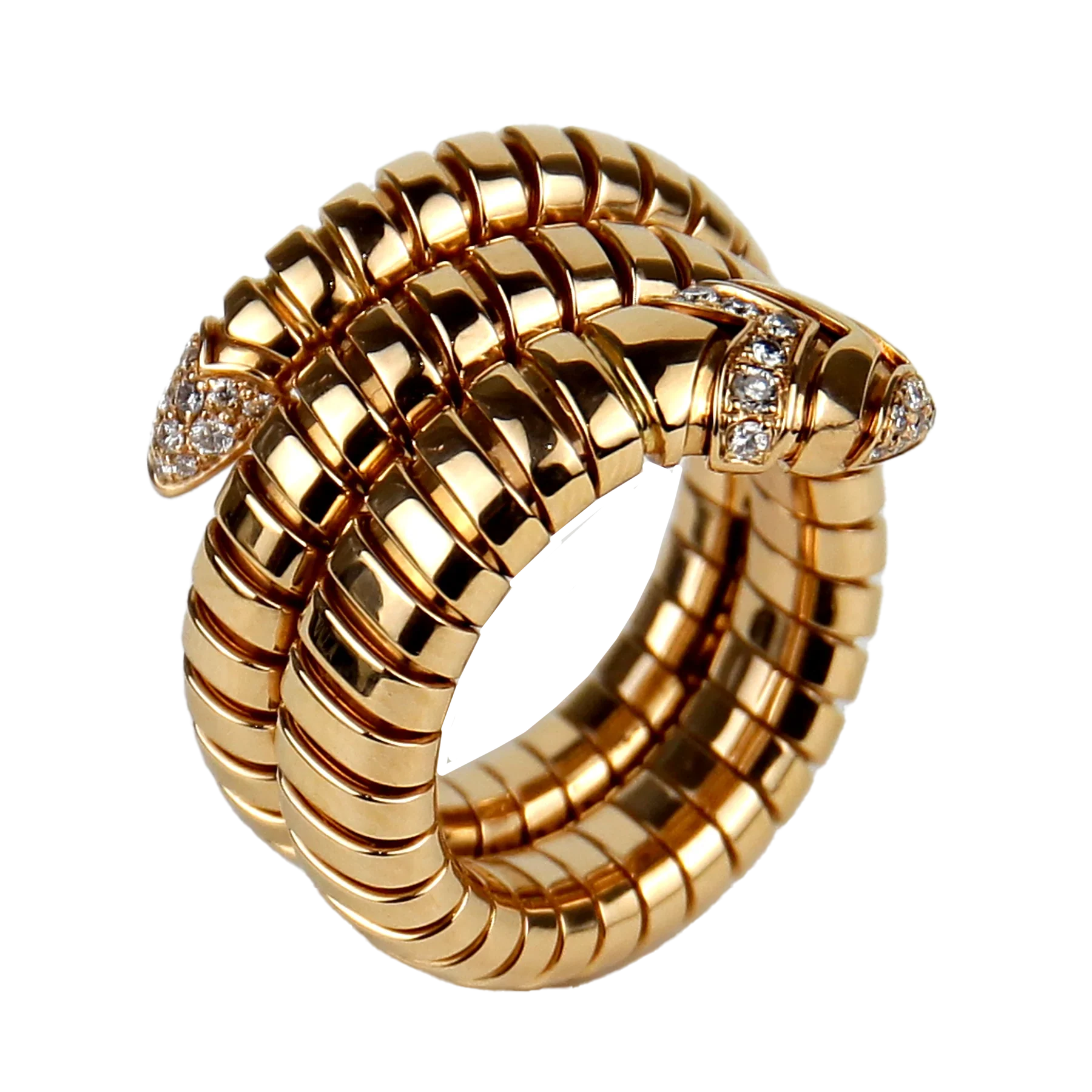 Bulgari Serpenti Tubogas 18K Rose Gold Diamond Lady's Ring