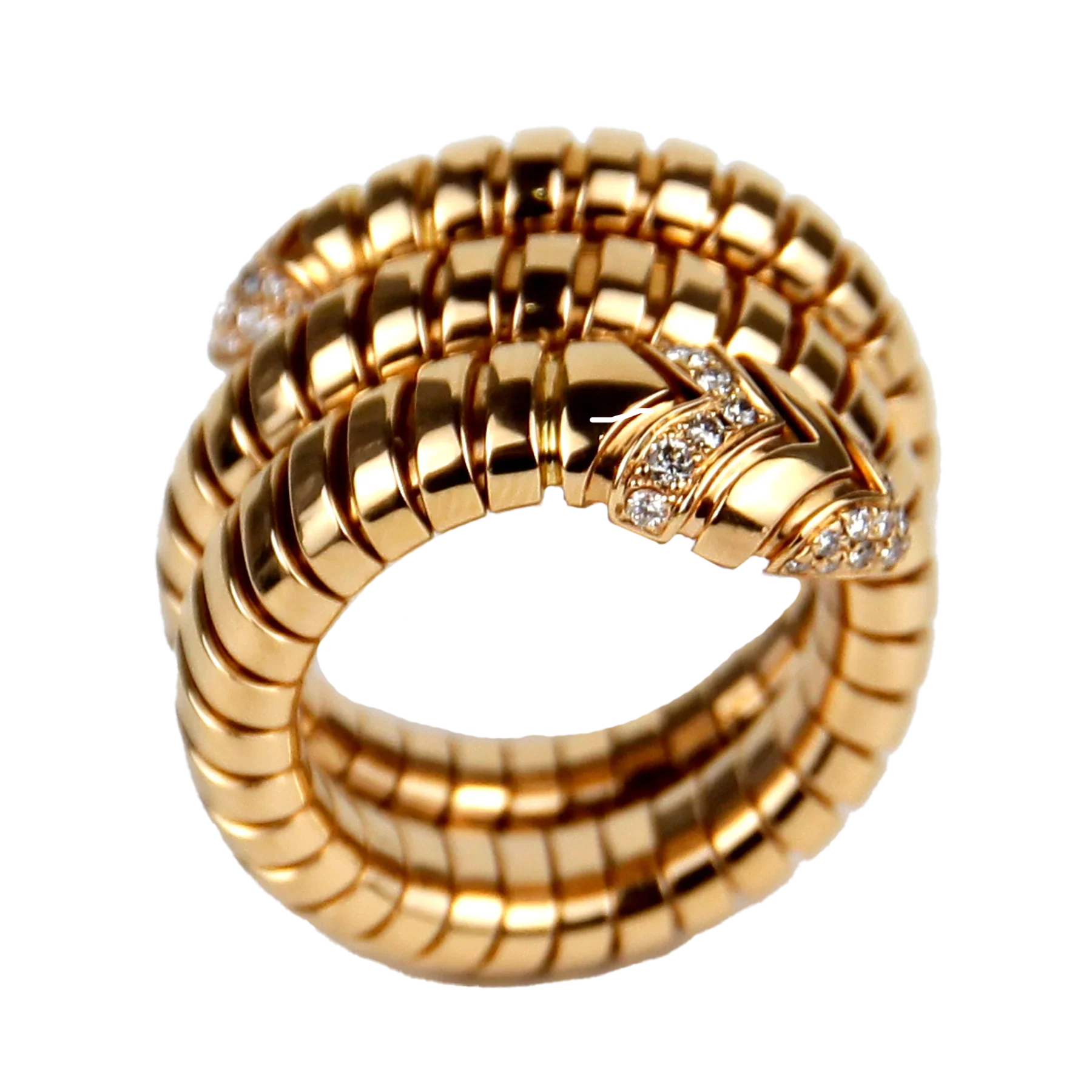 Bulgari Serpenti Tubogas 18K Rose Gold Diamond Lady's Ring