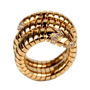 Bulgari Serpenti Tubogas 18K Rose Gold Diamond Lady's Ring