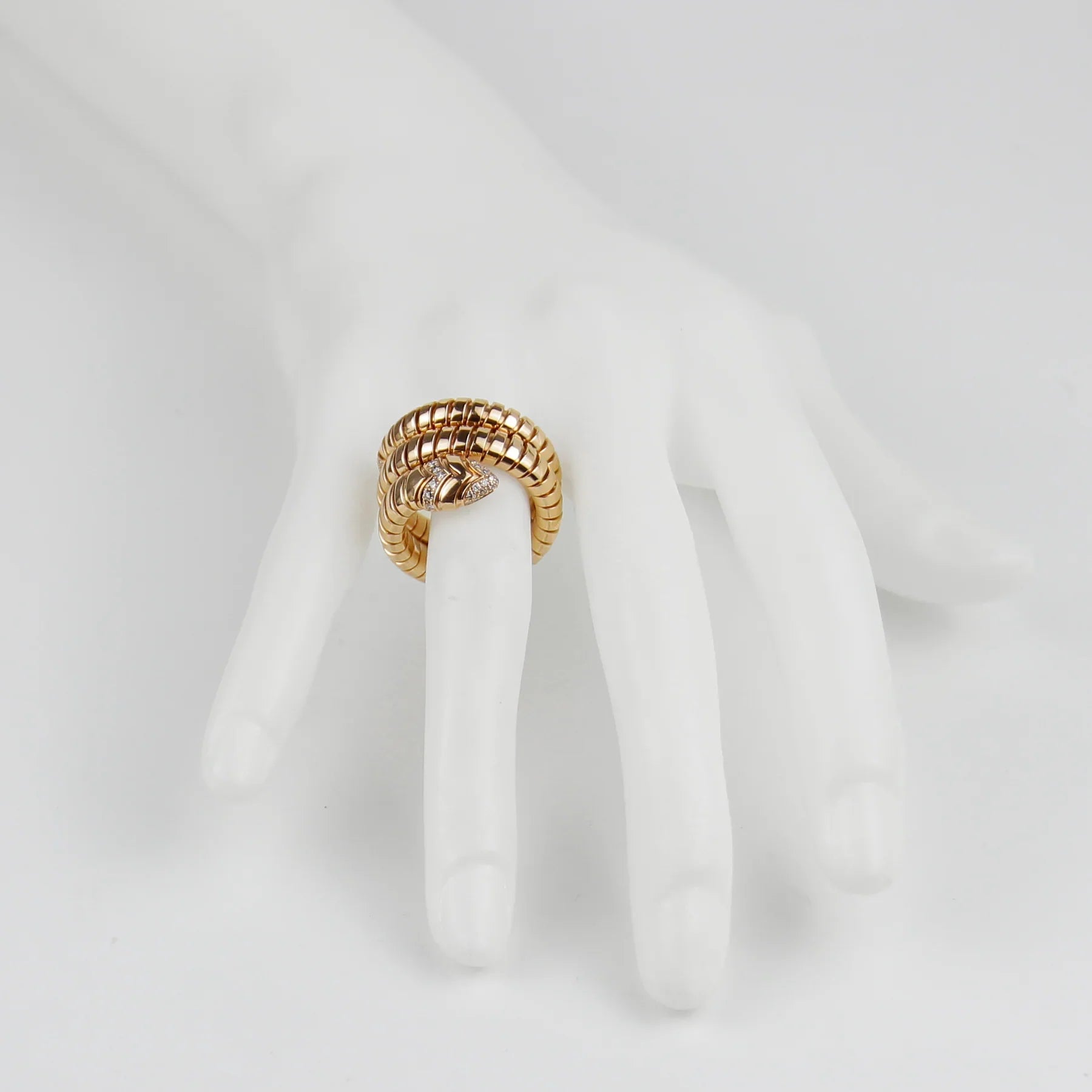Bulgari Serpenti Tubogas 18K Rose Gold Diamond Lady's Ring