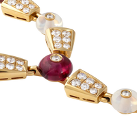 Bulgari Serpenti 18K Rose Gold Diamond & Rubellite & Quartz Lady's Necklace