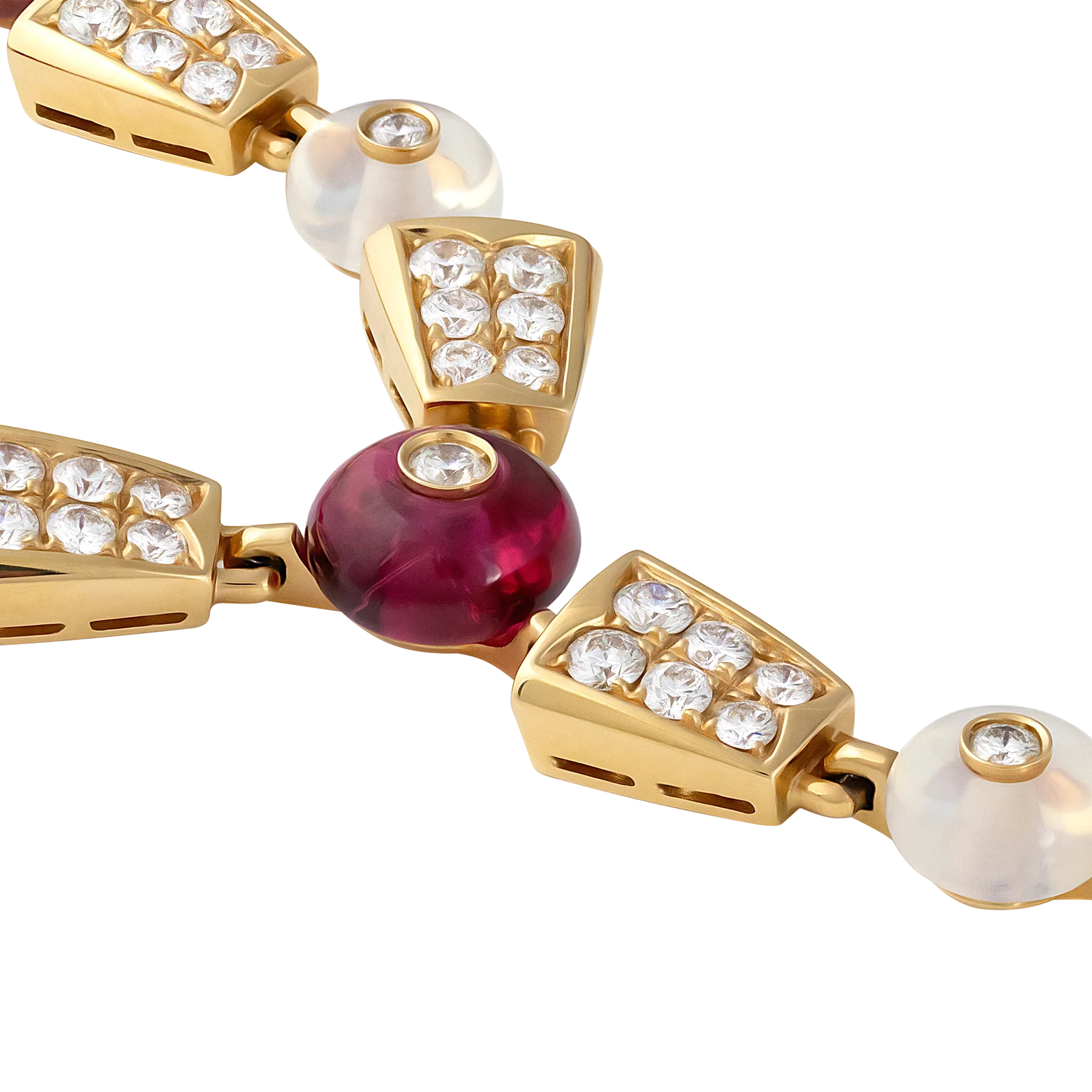 Bulgari Serpenti 18K Rose Gold Diamond & Rubellite & Quartz Lady's Necklace