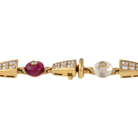 Bulgari Serpenti 18K Rose Gold Diamond & Rubellite & Quartz Lady's Necklace