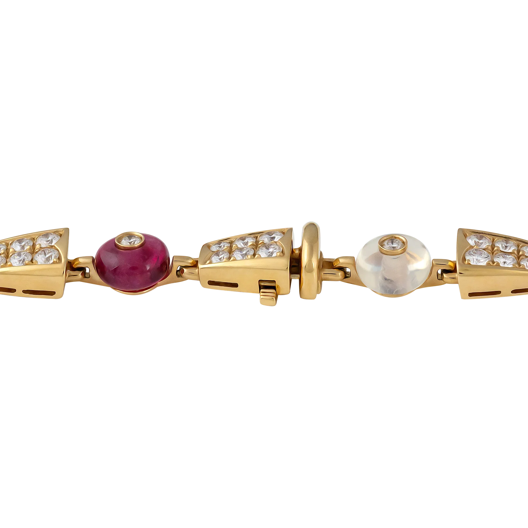 Bulgari Serpenti 18K Rose Gold Diamond & Rubellite & Quartz Lady's Necklace