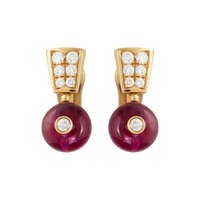 Bulgari Serpenti 18K Rose Gold Diamond & Rubellite Lady's Earrings
