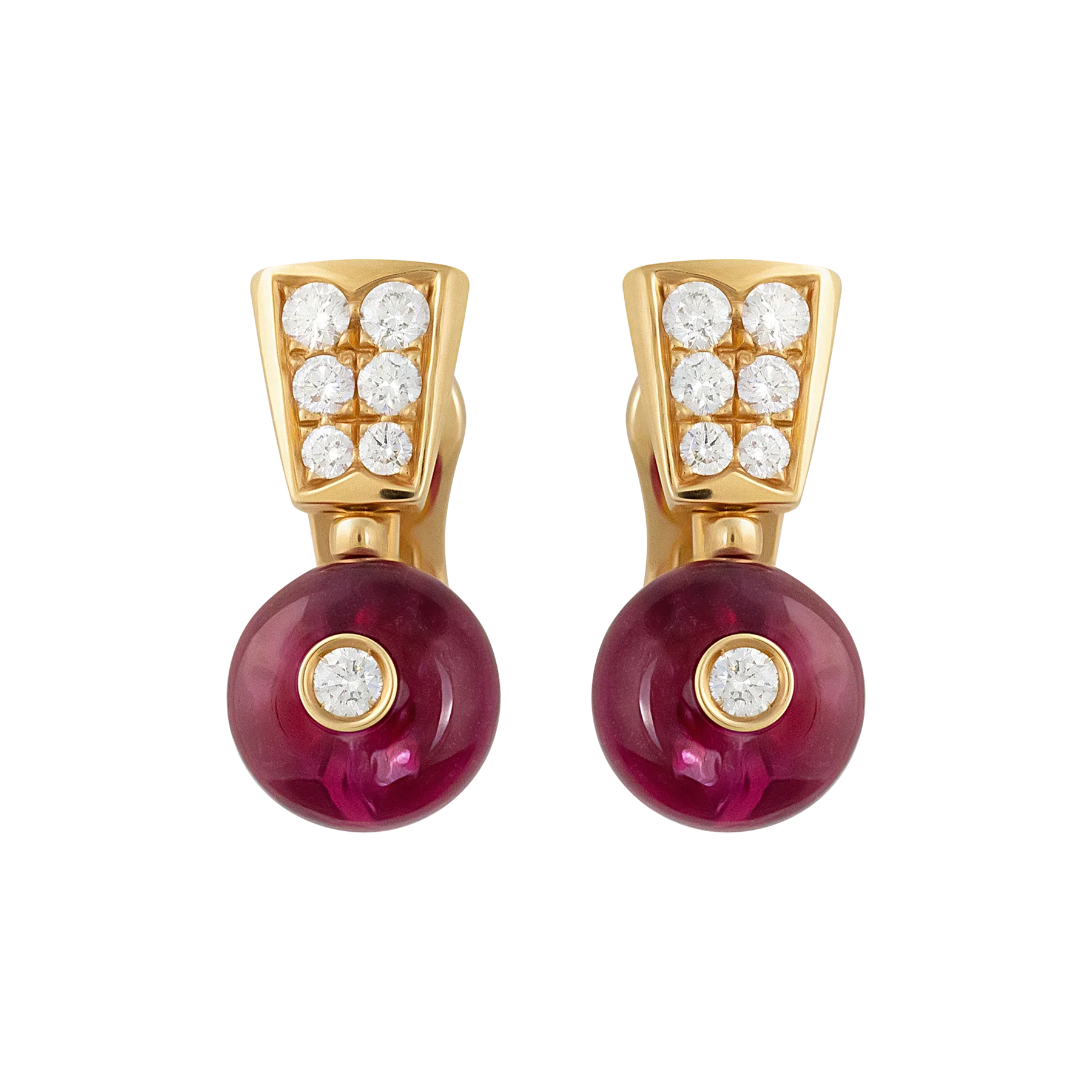 Bulgari Serpenti 18K Rose Gold Diamond & Rubellite Lady's Earrings