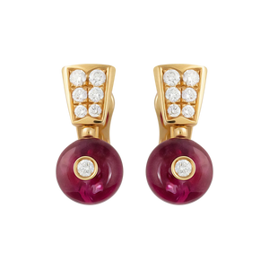 Bulgari Serpenti 18K Rose Gold Diamond & Rubellite Lady's Earrings
