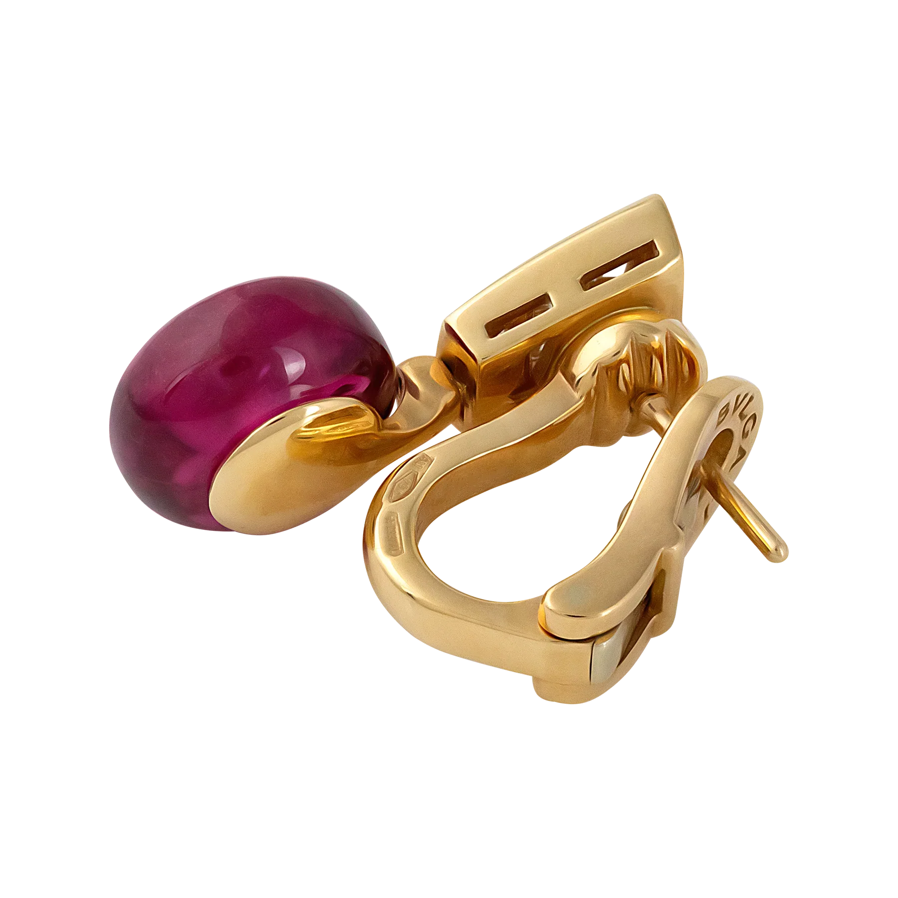 Bulgari Serpenti 18K Rose Gold Diamond & Rubellite Lady's Earrings