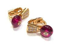 Bulgari Serpenti 18K Rose Gold Diamond & Rubellite Lady's Earrings