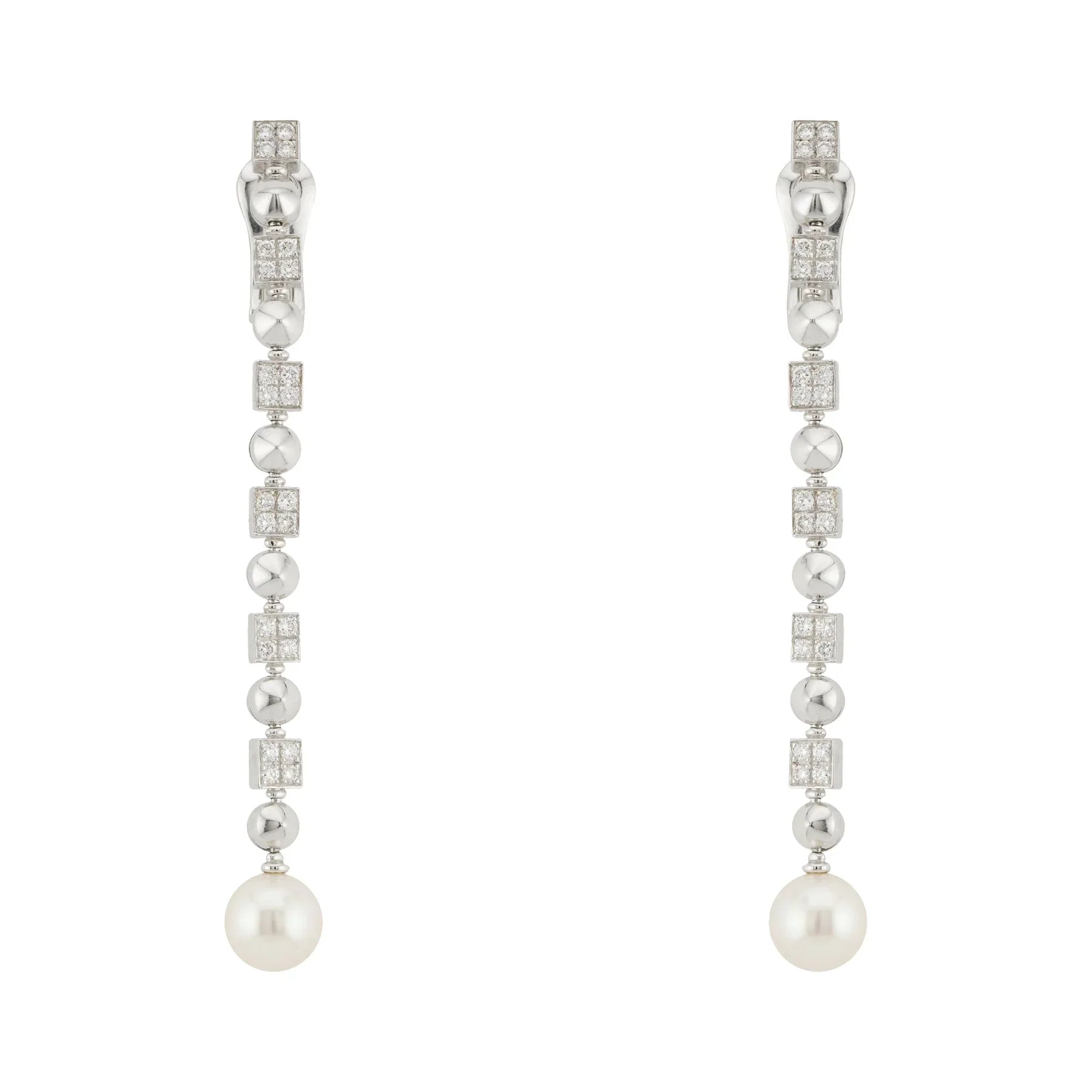 Bulgari 18K White Gold Diamond and Pearl Lucia Lady's Earrings