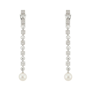 Bulgari 18K White Gold Diamond and Pearl Lucia Lady's Earrings
