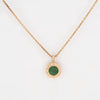 Bulgari 18K Rose Gold  with Green Jade and Pave Diamonds Lady's Necklace